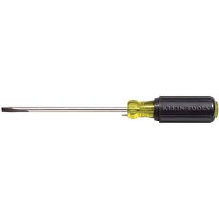 Klein Tools 14 in. Cabinet-Tip Wire Bending Flat Head Screwdriver with 6 in. Round Shank- Cushion Grip Handle 605-6B