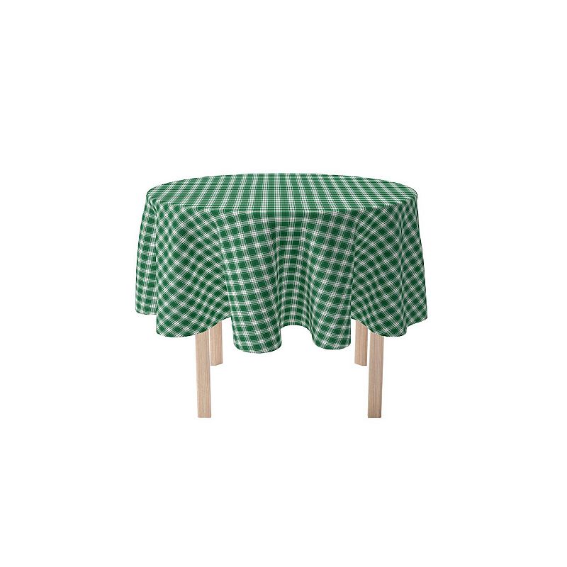 Round Tablecloth， 100% Polyester， 90 Round， Christmas Green Plaid