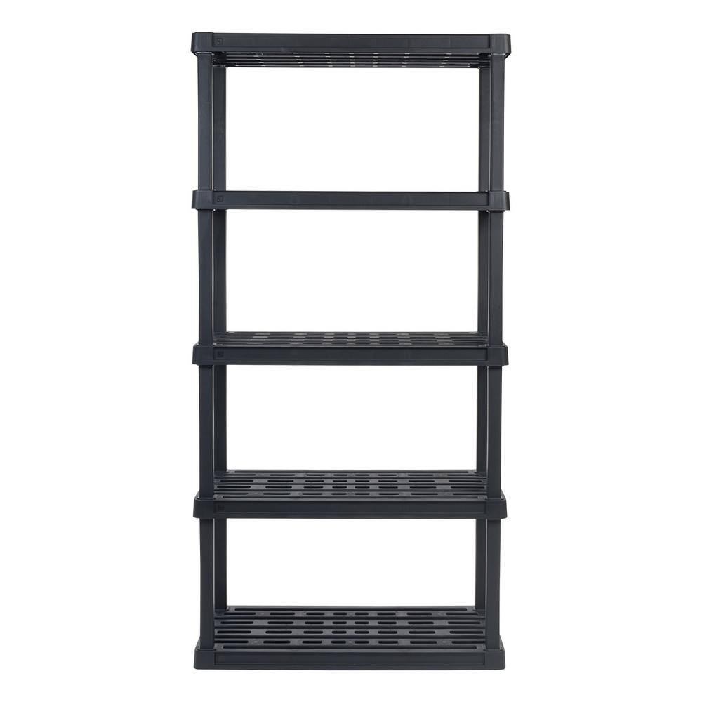 IRIS Plastic Rack Shelf with 5 Large Shelves Black 510003