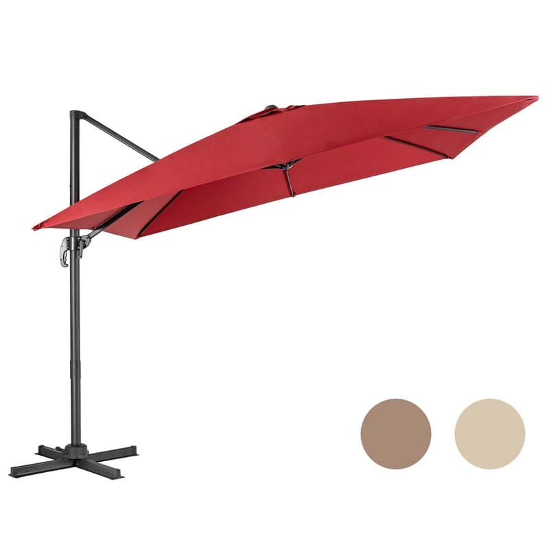 10 x 10 FT Square Patio Umbrella, 3-Tilt Cantilever Offset Umbrella, Large Outdoor Market Umbrella with Crossed Base