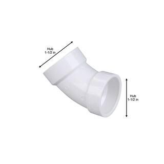 NIBCO 1-12 in. PVC DWV 45-Degree Hub x Hub Elbow Fitting C4806HD112