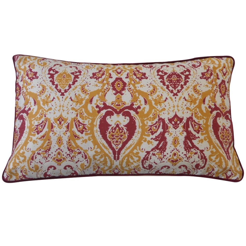 Jiti Indoor Traditional Textured Damask Patterned Cotton Accent Rectangle Lumbar Pillows Cushion for Sofa Chair 12 x 20