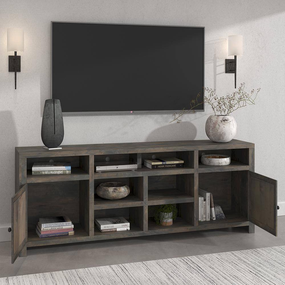 Bridgevine Home 84 in. Fully Assembled Barnwood TV Stand Fits TV's up to 90 in. JC1284.BNW