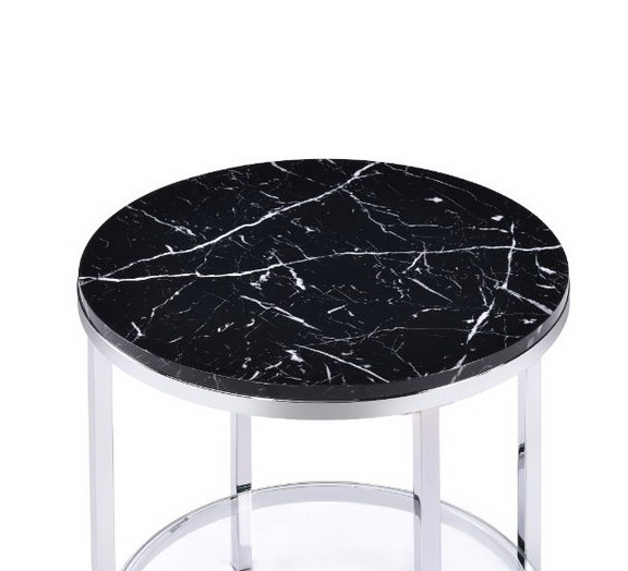 Acme 82477 Virlana End Table  Faux Black Marble To...