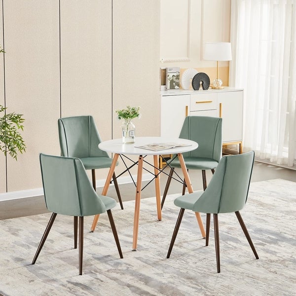 1PC Dining Chair， Velvet Upholstered Kitchen Chair Modern Dining Room Side Chair with Soft Seat/Metal Legs - N/A