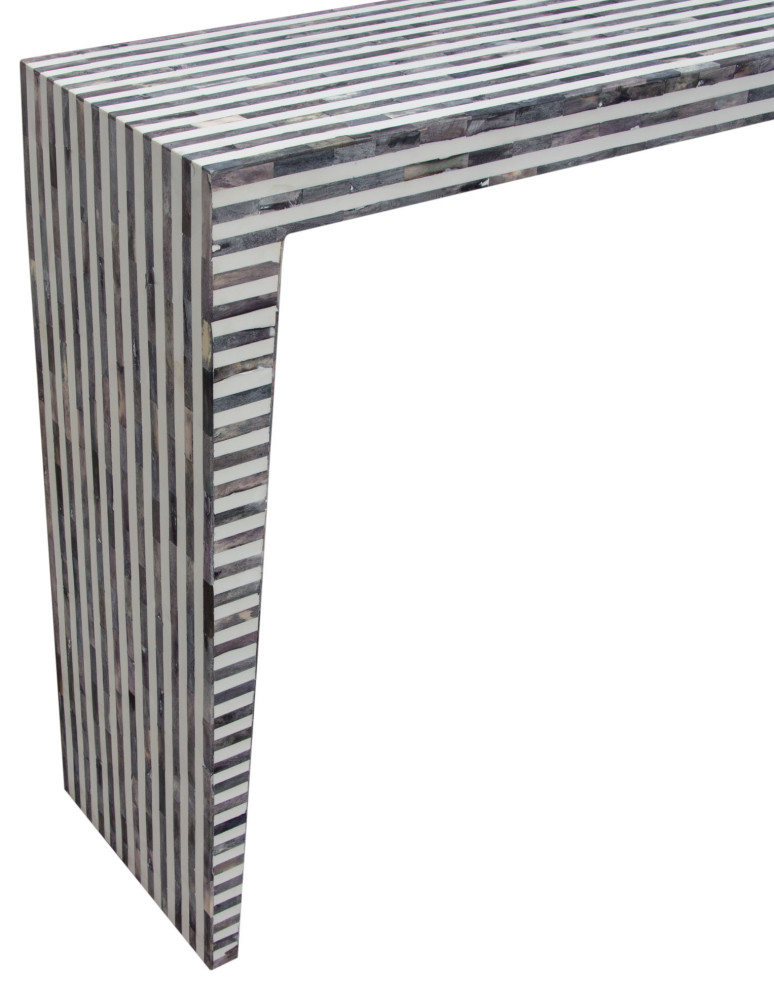 Mosaic Console Table With Bone Inlay  Linear Pattern   Contemporary   Console Tables   by VirVentures  Houzz