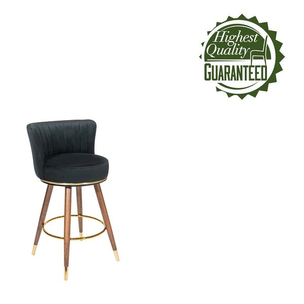 Porthos Home Pedra Swivel Bar Stools Set of 2， Velvet， Rubberwood Legs