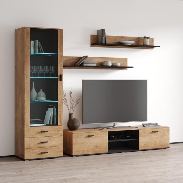 Soho 1 Modern Wall Unit Entertainment Center with 16 Color LED Lights