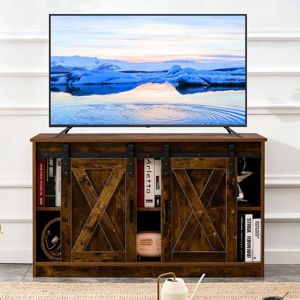 46.9 in. Entertainment Center TV Stand with 2 Sliding Barn Doors