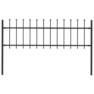 Afoxsos 66.9 in. L x 43.3 in. H Black Steel Garden Fence Decorative Fence with Spear Top HDDB1996