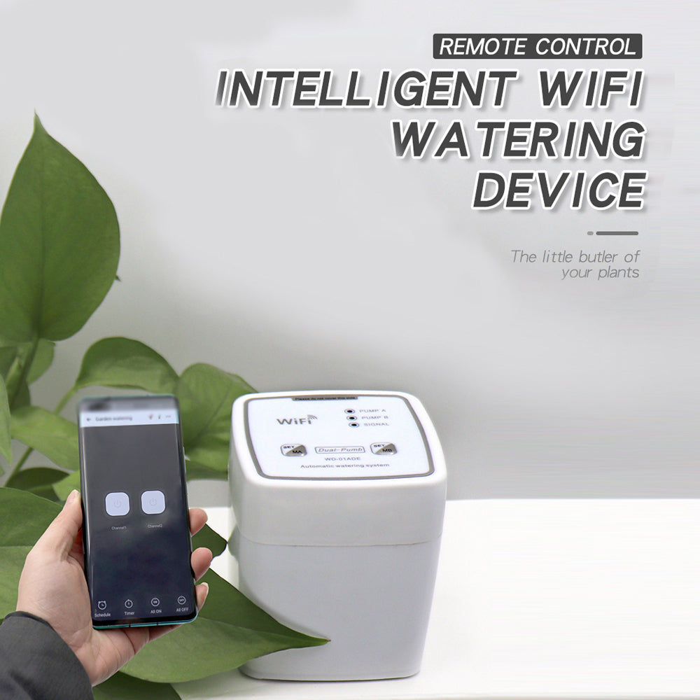 Wifi Intelligent Watering Device Double Pump Timed Automatic Drip Irrigation System Remote App Controller for Garden Terrace Potted Plant Flower