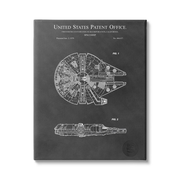 Stupell Detailed Sci fi Spacecraft Patent Gallery Wrapped Canvas Wall Art