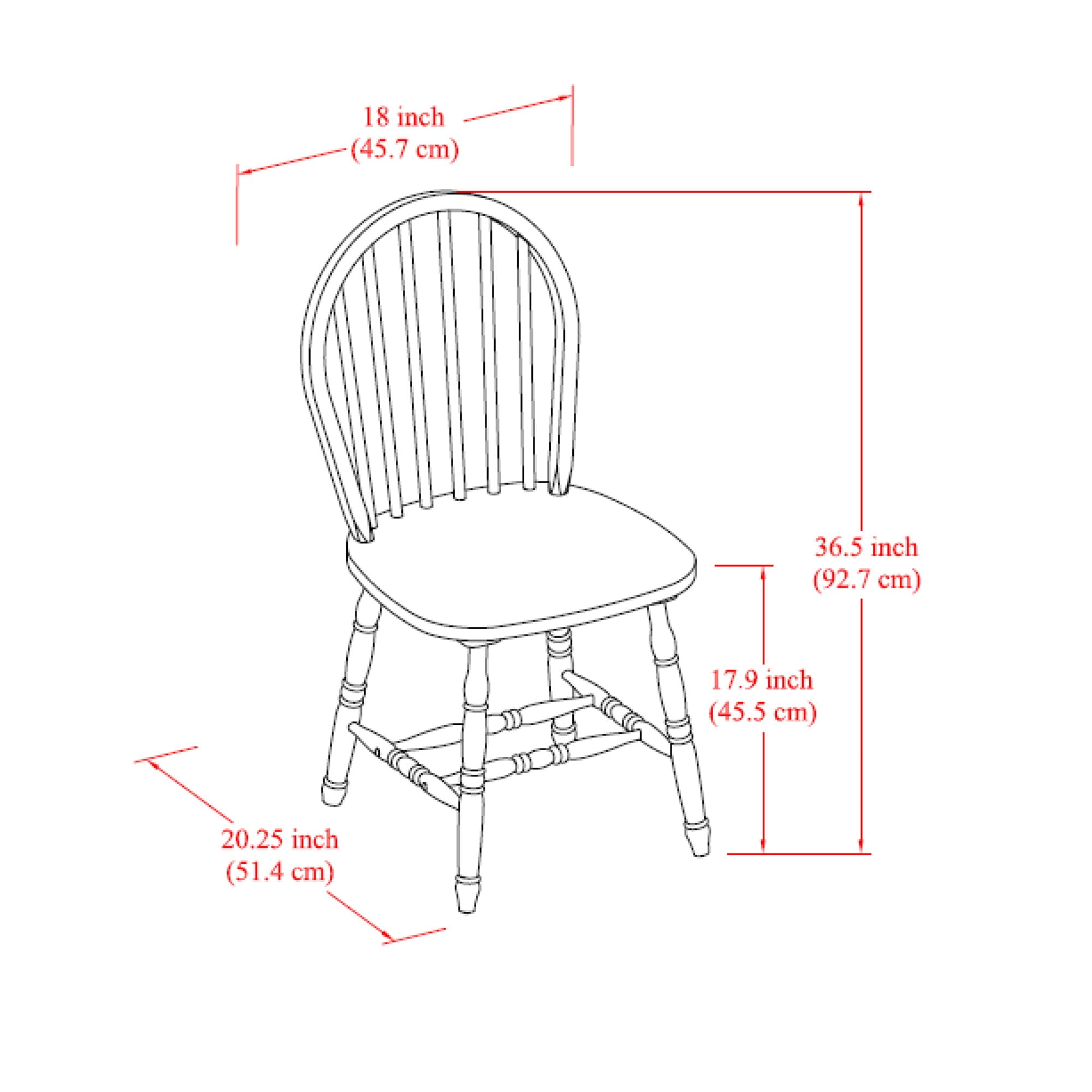 Better Homes and Gardens Autumn Lane Windsor Solid Wood Dining Chairs， White and Oak (Set of 2)