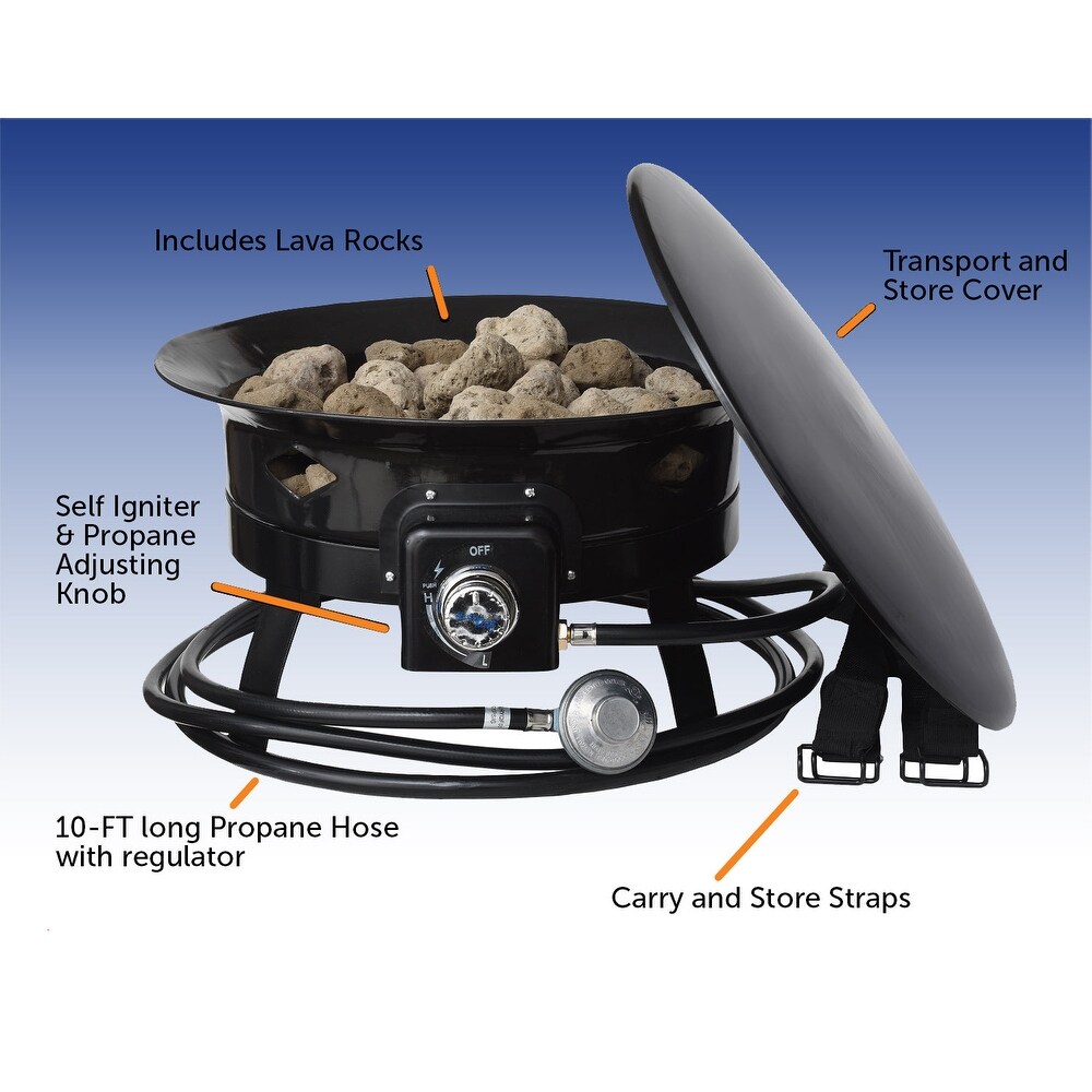 Flame King Smokeless Propane Fire Pit  19 inch Portable Firebowl