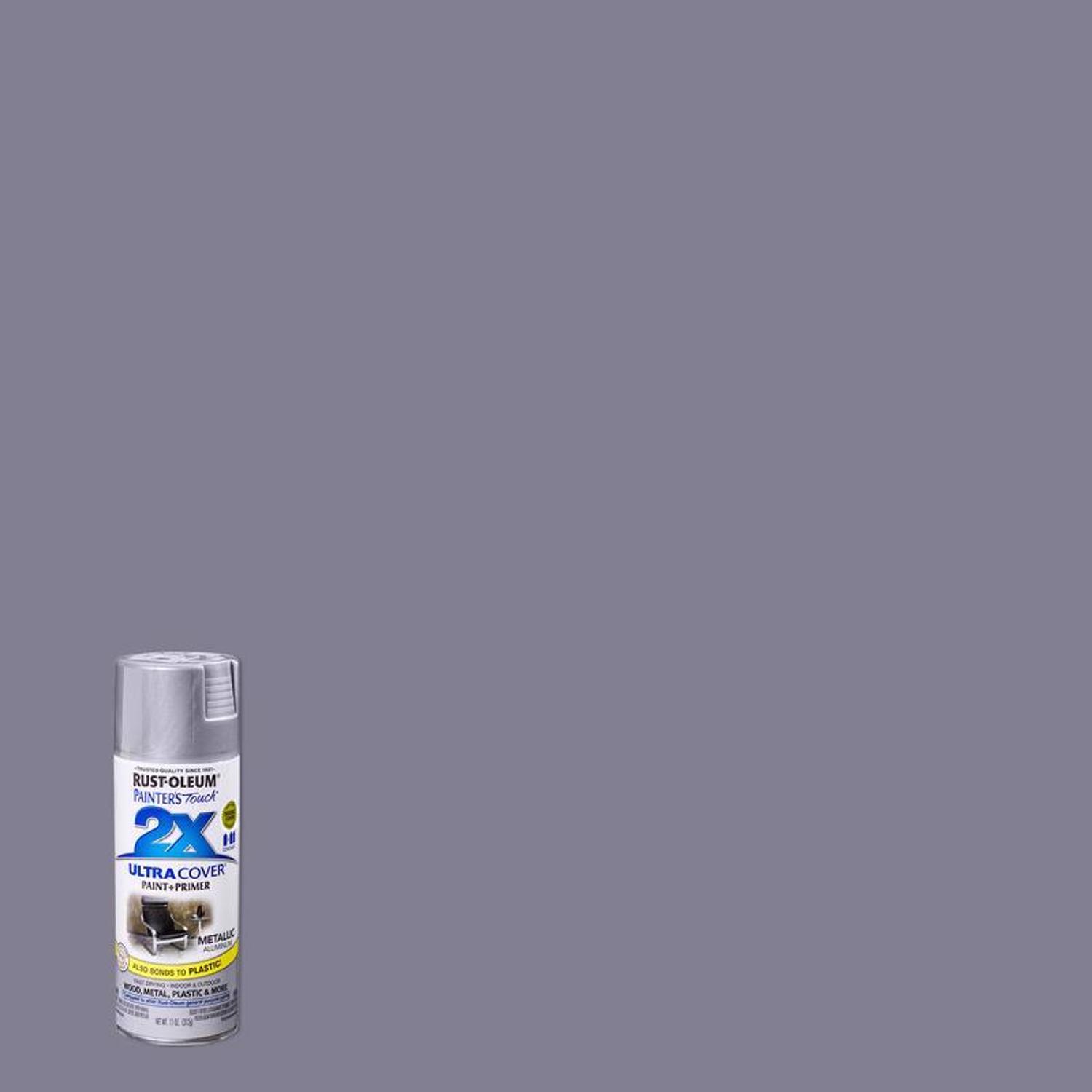 Rust-Oleum Painter\u0027s Touch 2X Ultra Cover Metallic Aluminium Paint+Primer Spray Paint 12 oz