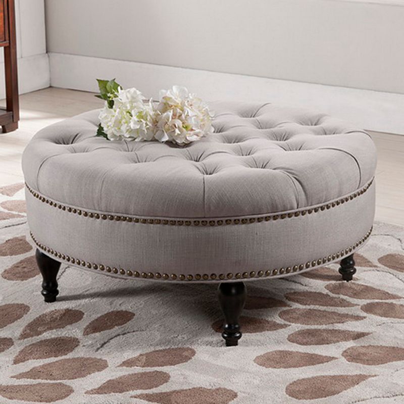 Baxton Studio Palfrey Solid Round Tufted Ottoman