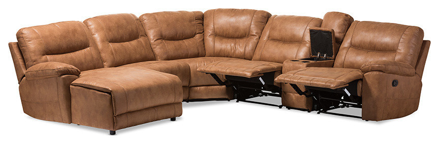 Mistral 6 Piece Reclining Sectional in Light Brown   Contemporary   Sectional Sofas   by Homesquare  Houzz