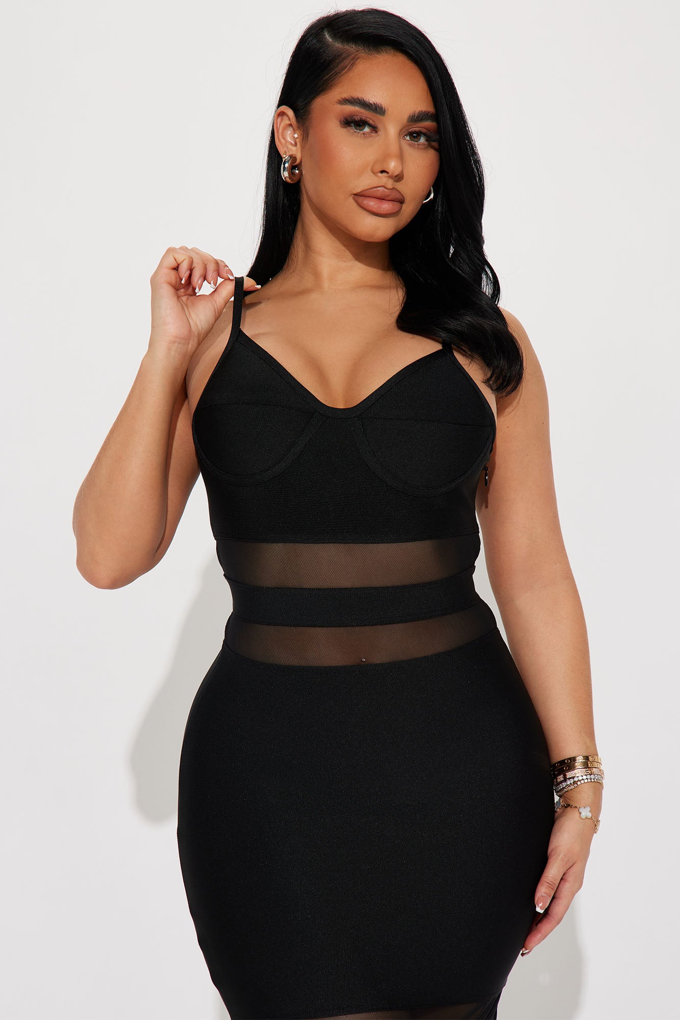 Abigail Bandage Midi Dress - Black