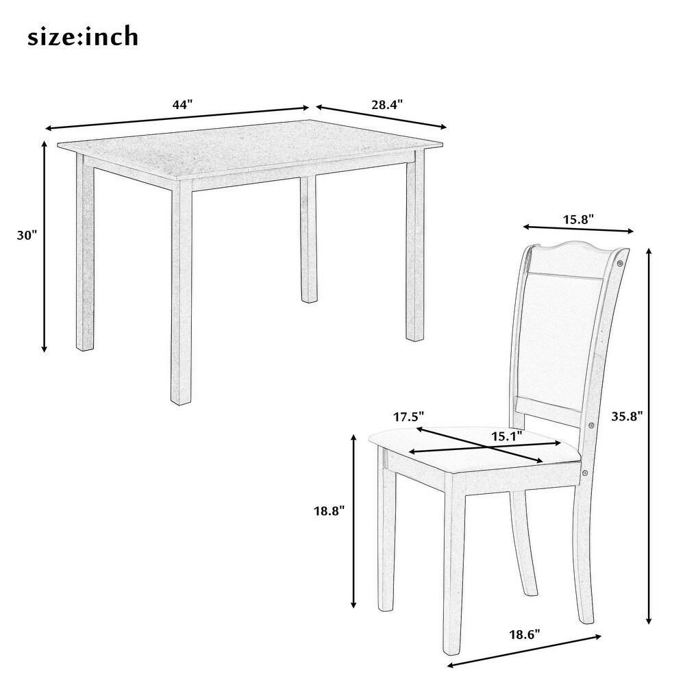 Espresso 5 Piece Dining Table Set with 4 Dining Chairs for Dining Room