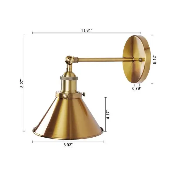 Modern Brushed Brass 1-Light Bathroom Vanity Light - 6.93