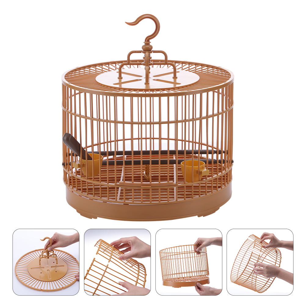 Bestonzon Bird Cage Cages Hanging Decorative Birds Budgie Parakeet Travel Small Round Parakeets Bamboo