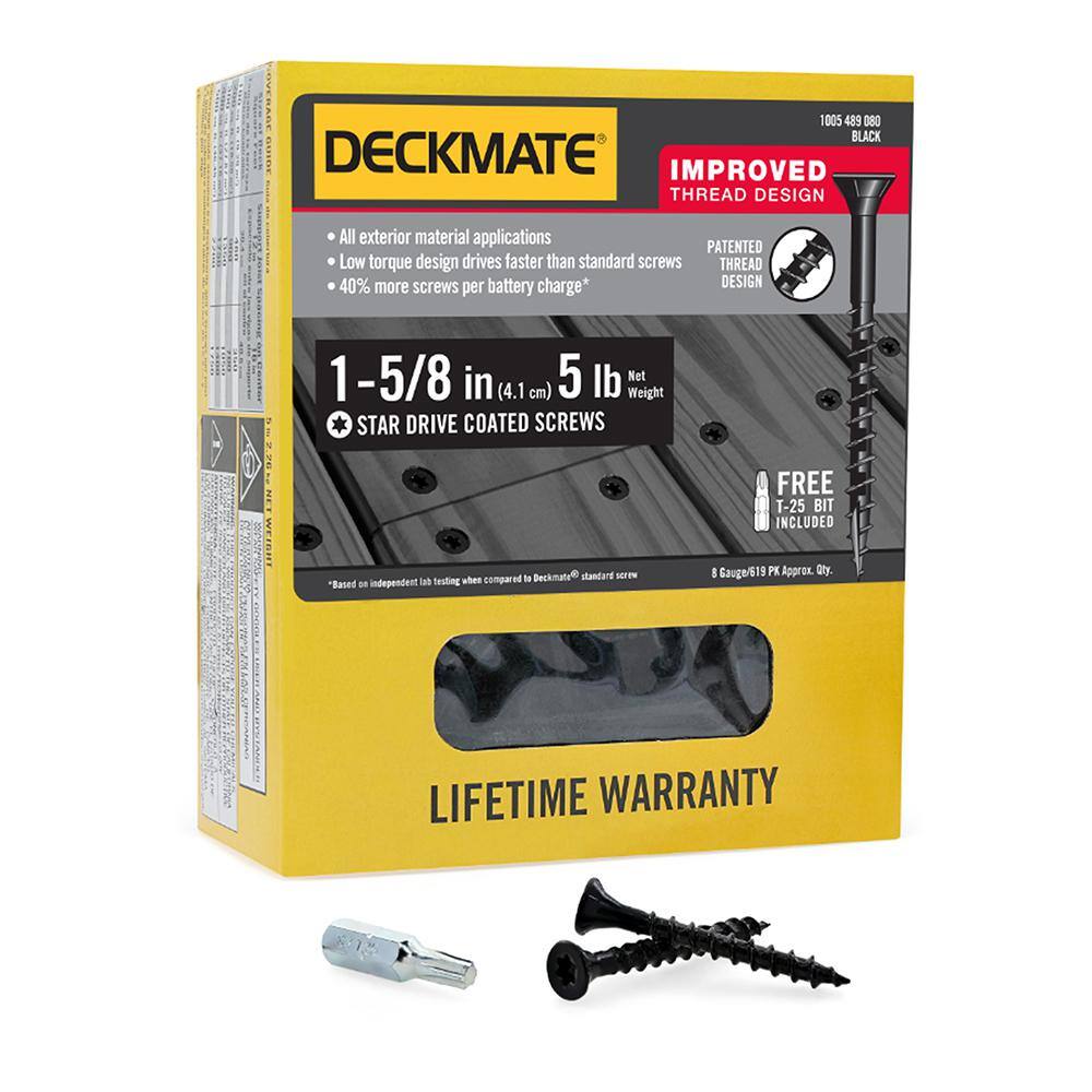 Deckmate #8 1-58 in. Black Exterior Self-Starting Star Drive Flat-Head Deck Screw 5 lbs.-Box (735-Piece) 115922