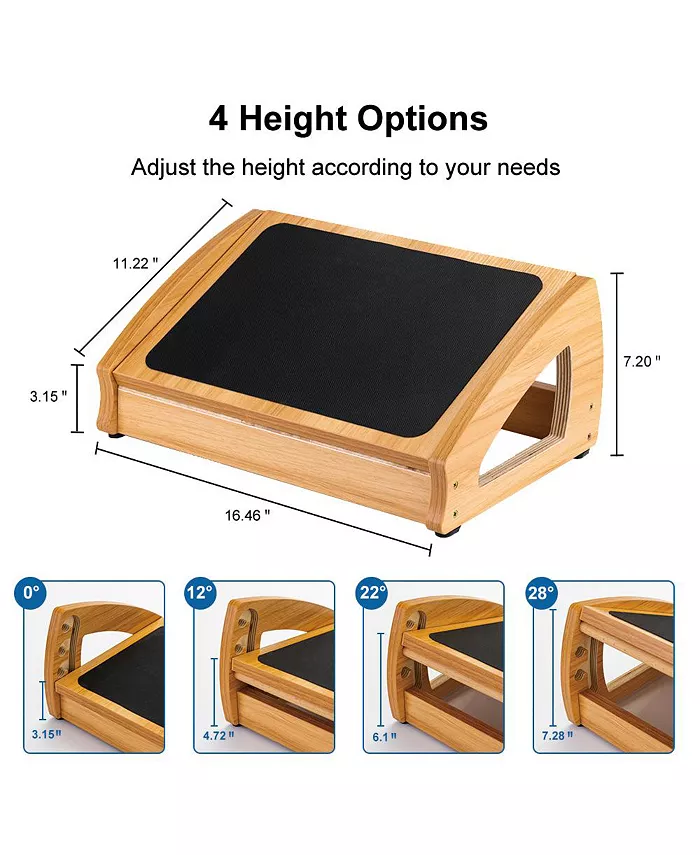 StrongTek 3 Adjustable Heights Under Desk Footrest Improves Posture And Blood Circulation Hold Up To 400lbs