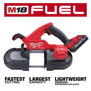 MW M18 FUEL 18V Lithium-Ion Brushless Cordless Compact Bandsaw Kit with Two 3.0 Ah High Output Batteries 2829-22