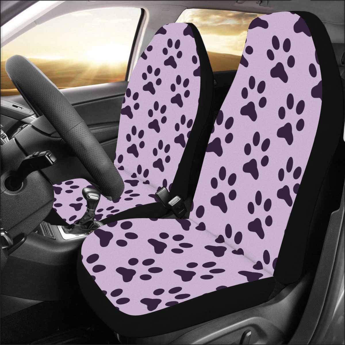 FMSHPON Set of 2 Car Seat Covers Pet Paw Footprint Universal Auto Front Seats Protector Fits for Car，SUV Sedan，Truck