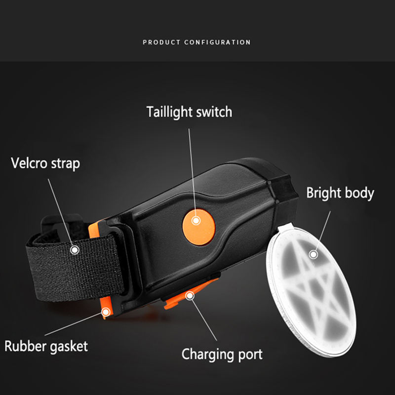 Bicycle Rear Light Night riding warning light IPx2 Waterproof USB Charge cycling Tail Taillight Bike LED Light 16patterns choose