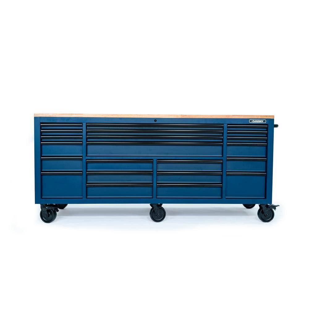 Husky HD 84 in. x 24 in. D 22-Drawer Matte Blue Mobile Workbench Cabinet HOTC8422BL2M