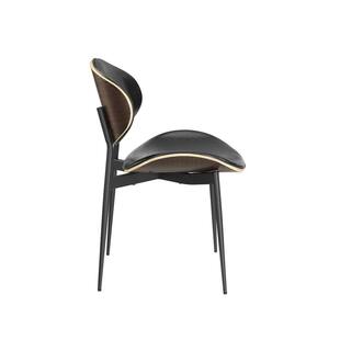 Art Leon Iya Black Faux Leather Dining Side Chair with Metal Frame(Set of 2) CC011-1-2P