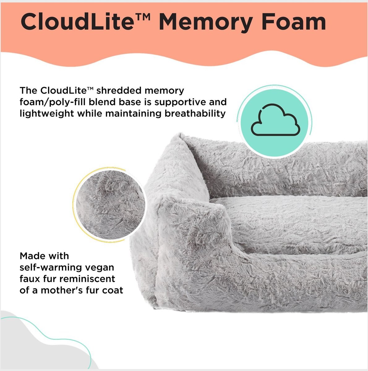 Best Friends by Sheri Soothe and Snooze Lounge Lux Memory Foam Rectangular Orthopedic Bolster Dog Bed