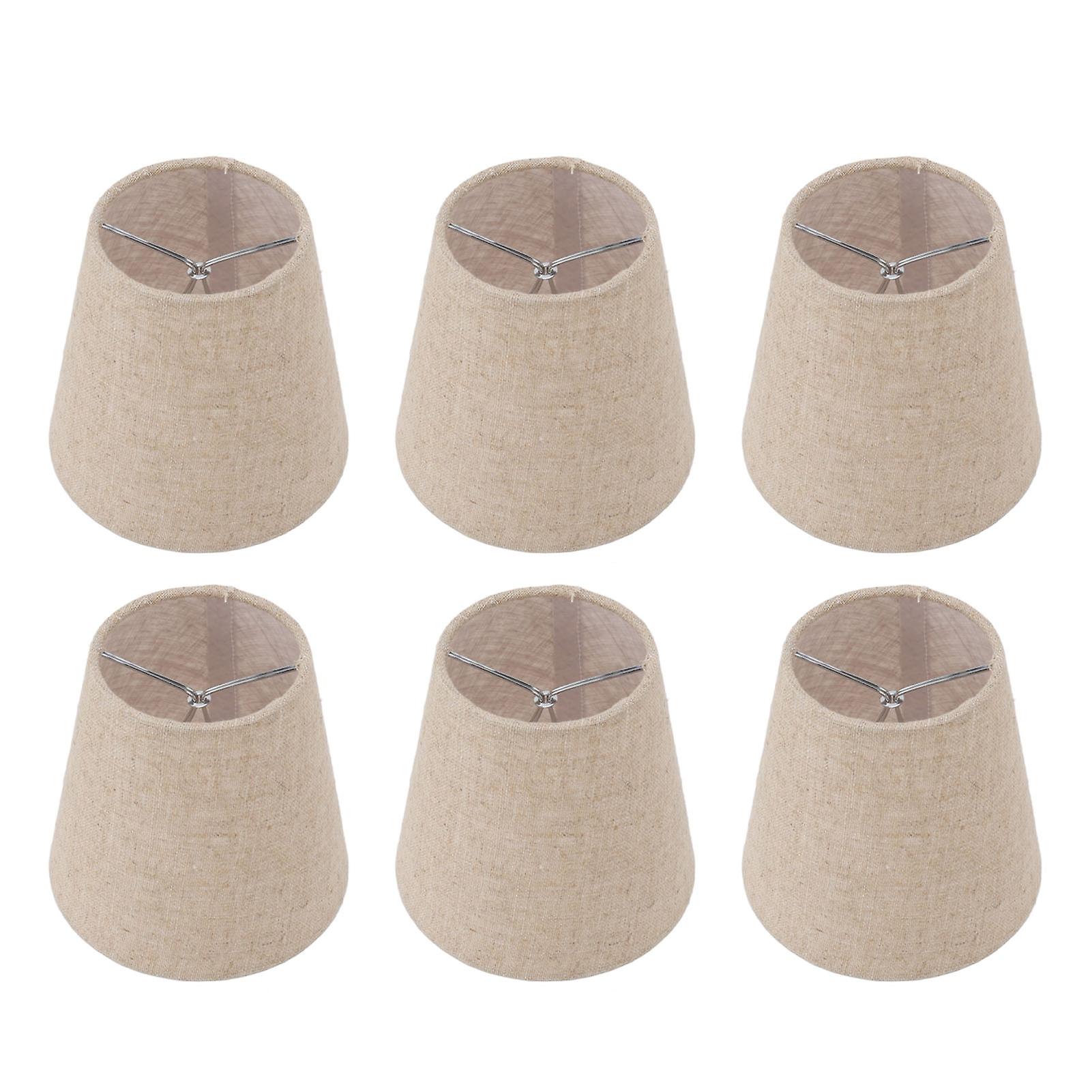 6Pcs Small Lamp Shade Clip On Drum Linen Fabric Lampshade for Candle Bulbs Lighting Accessories