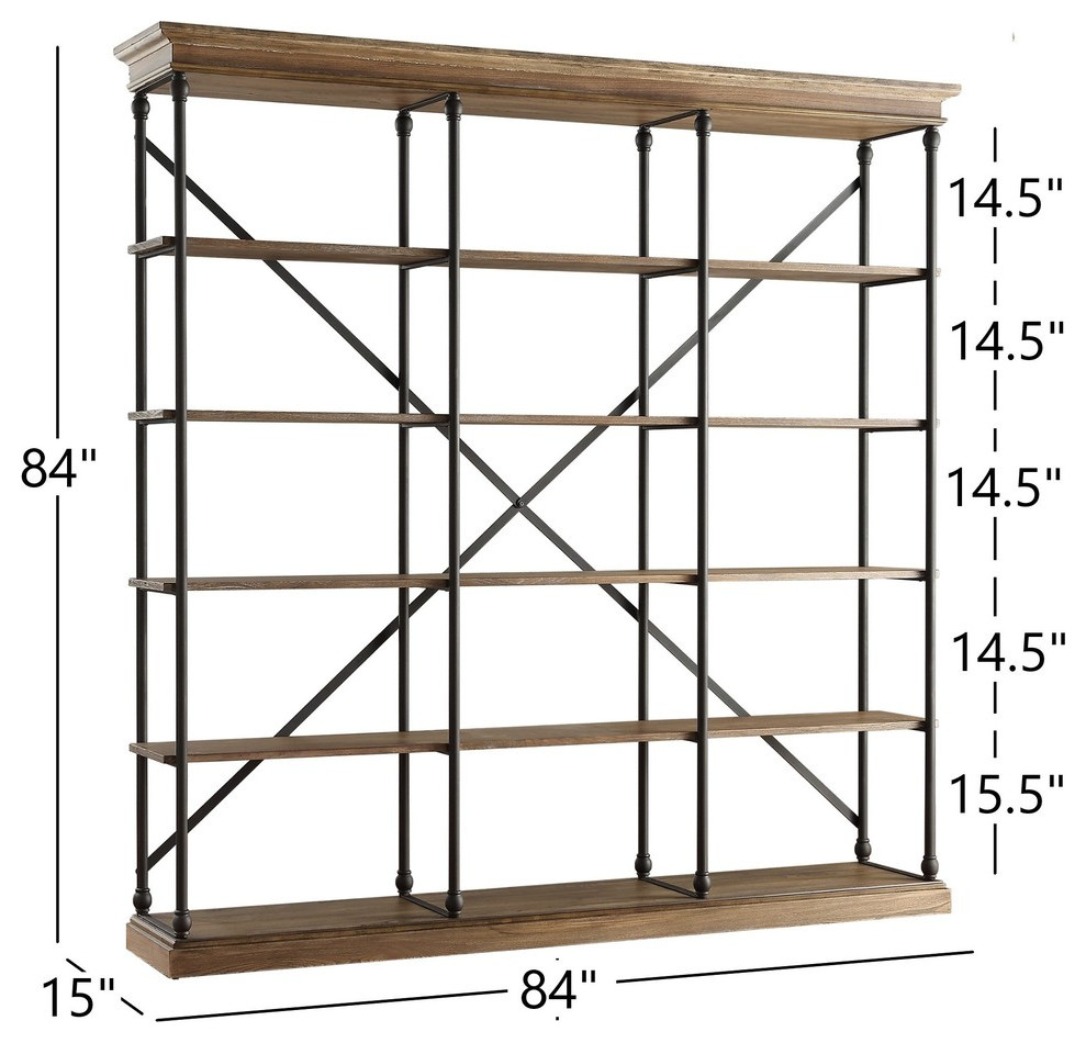 Eleanor Cornice 5 Shelf Bookcase   Industrial   Bookcases   by Inspire Q  Houzz