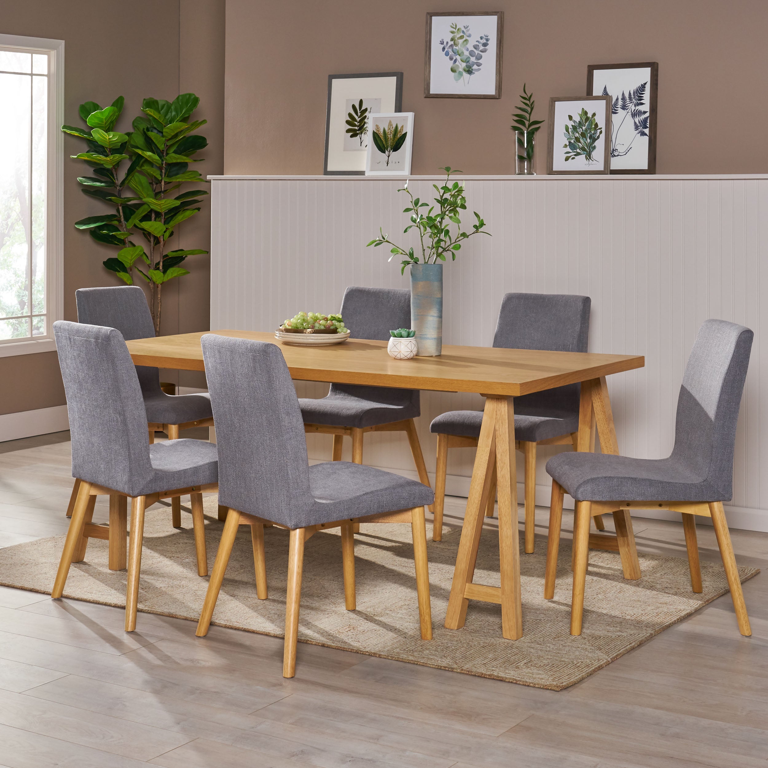 Thanvi Mid-Century Modern 7 Piece Dining Set