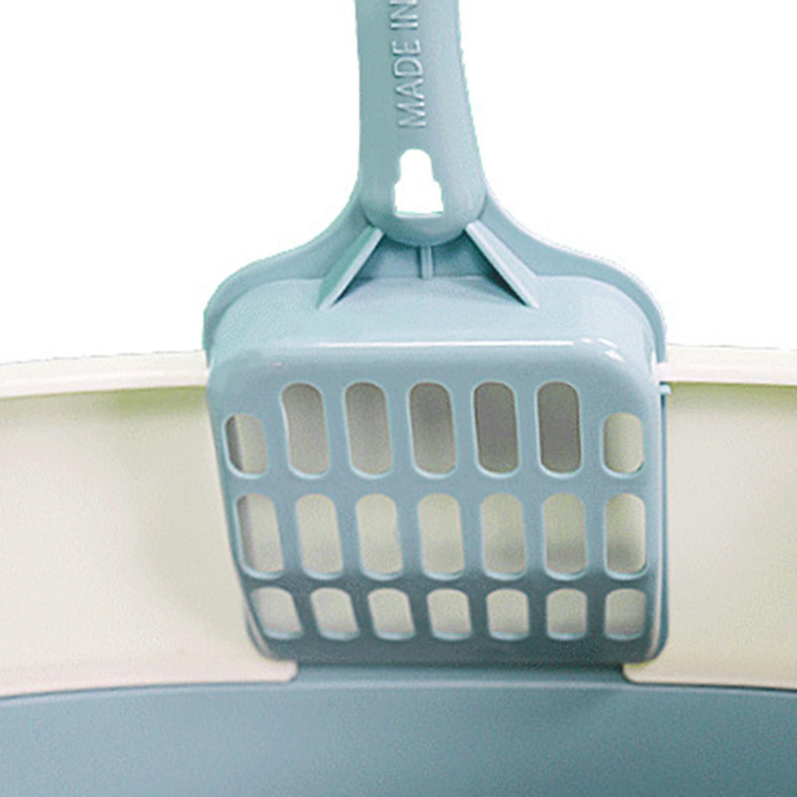 Cat Litter Box Semi Open Kitty Portable Deep Loo With Scoop Cat Potty Toilet Blue