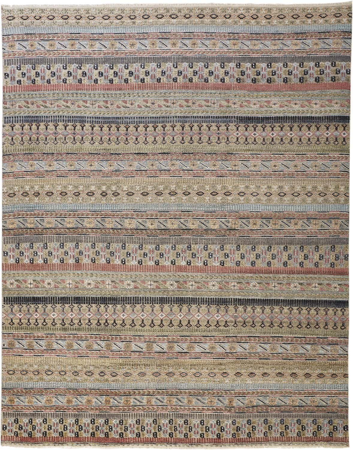 Eckhart Hand Knotted Tan and Blue Rug by BD Fine