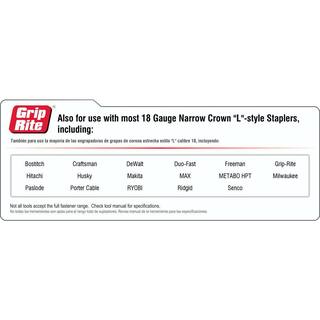 Grip-Rite 1-12 in. x 18-Gauge 316 Stainless Steel L-Shape Narrow Staples (500-Pack) MAXB64912