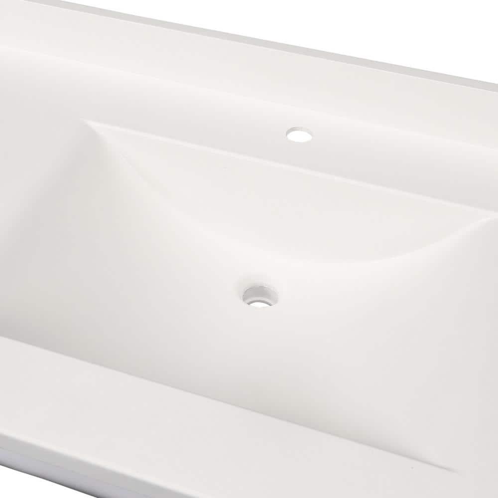 Swan Contour 43 in W x 22 in D Solid Surface Vanity Top with Sink in White