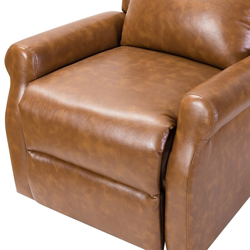 Leather Manual Swivel Recliner with Metal Base