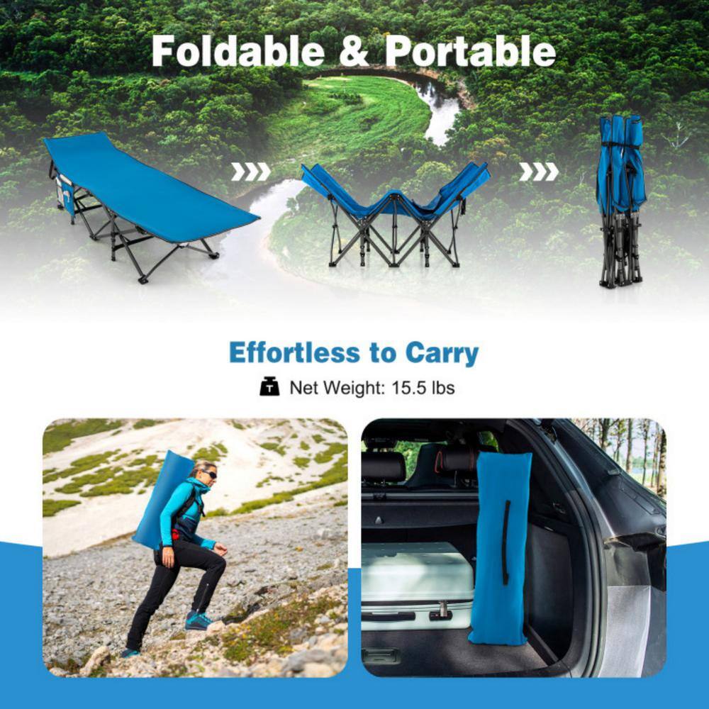 Alpulon Blue Wide Foldable Camping Cot with Carrying Bag ZMWV069