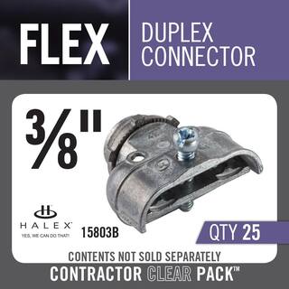 Halex 38 in. Flexible Metal Conduit (FMC) Duplex Connector Standard Fitting (25-Box) 15803B