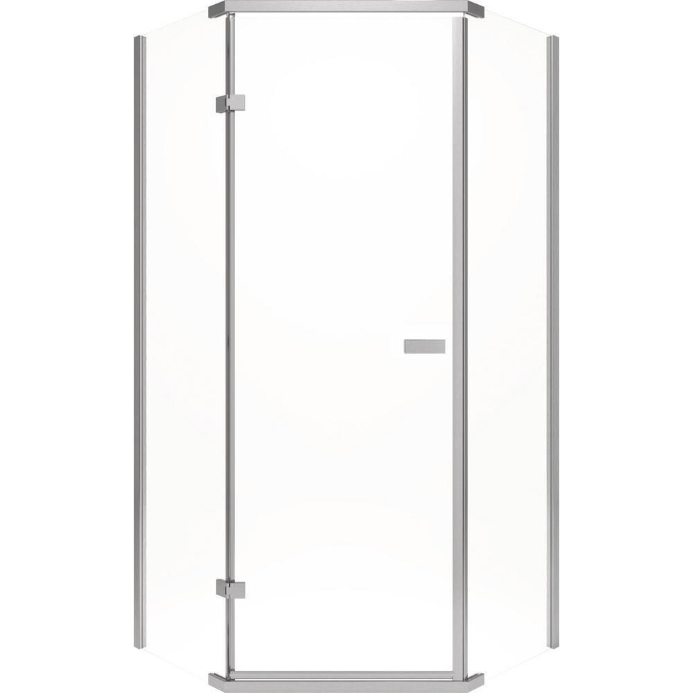 Delta Classic 38 in. W x 72 in. H Neo-Angle Pivot Semi Frameless Corner Shower Enclosure in Stainless 422061