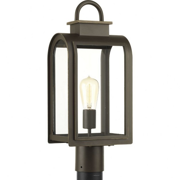 Progress Lighting Refuge 1 light Outdoor Oil Rubbed Bronze Post Lantern With Clear Glass Windows