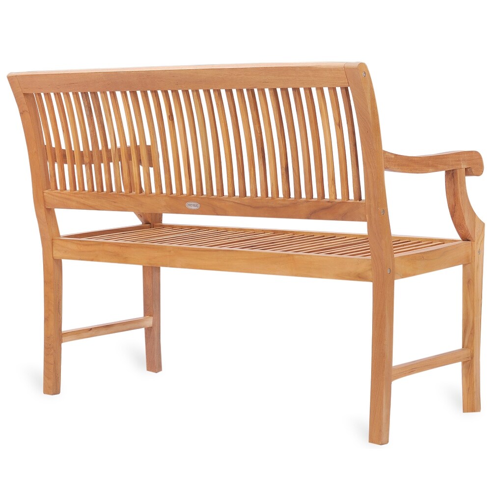 Chic Teak Castle Outdoor Teak Wood Patio   Garden Bench with Arms  4 foot