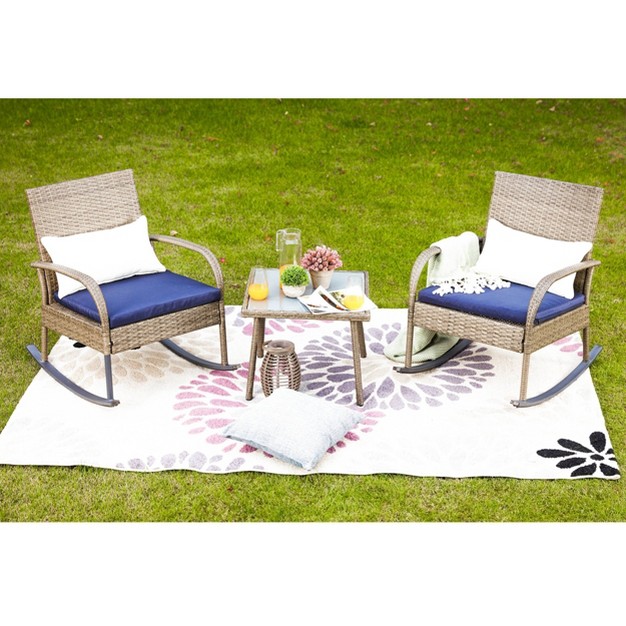 3pc Patio Bistro Set Blue Patio Festival