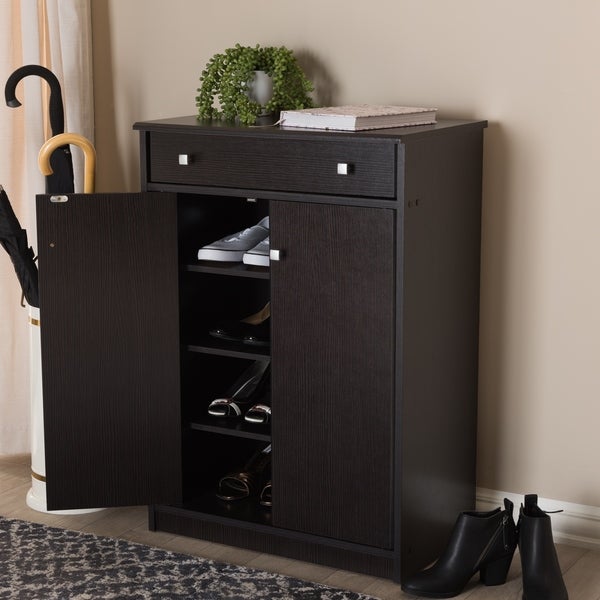 Contemporary Dark Brown Shoe Cabinet by Baxton Studio - - 22580566