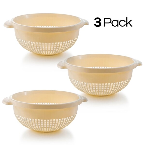 YBM Home 14 In. Round Plastic Colander Use for Pasta 3 Pack