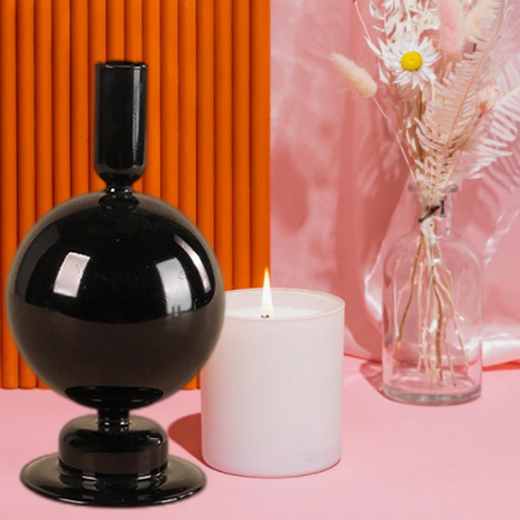 Candle Holder Black Glass Cylindrical Taper Pillar Candlesticks Livng Room Dining Table Decoration Centerpieces Coffee Table